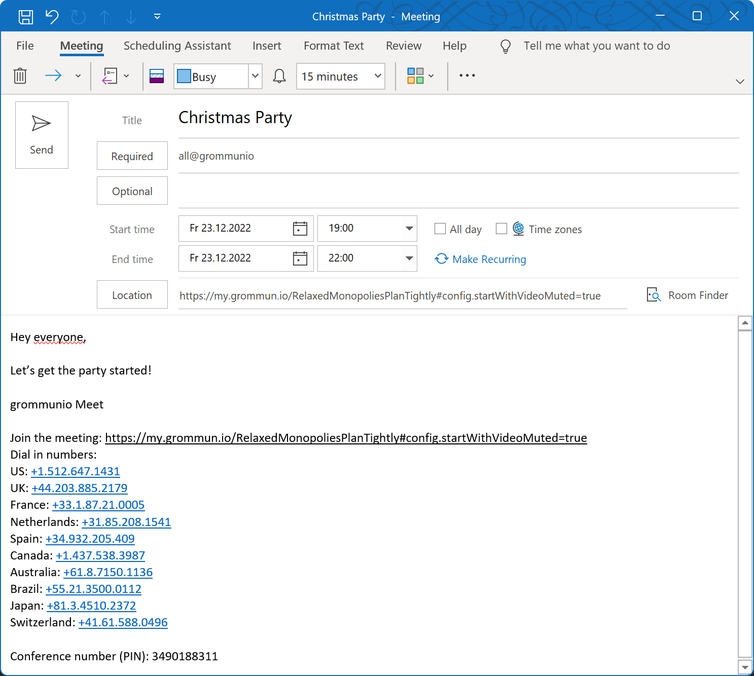 Nuovo rilascio: grommunio 2022.12.1: Meet per Outlook