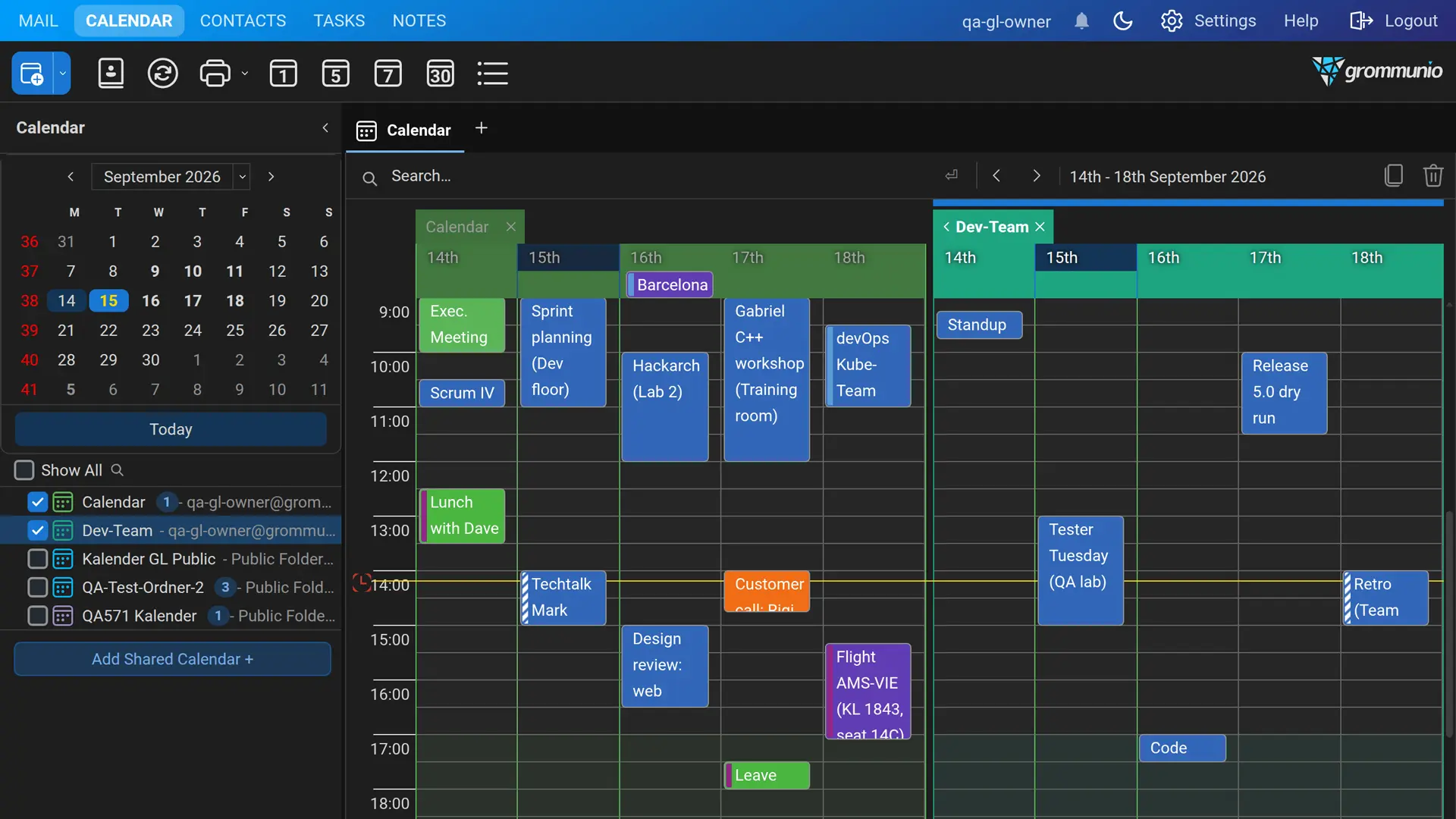 grommunio Web 5.0 - web ui dark mode