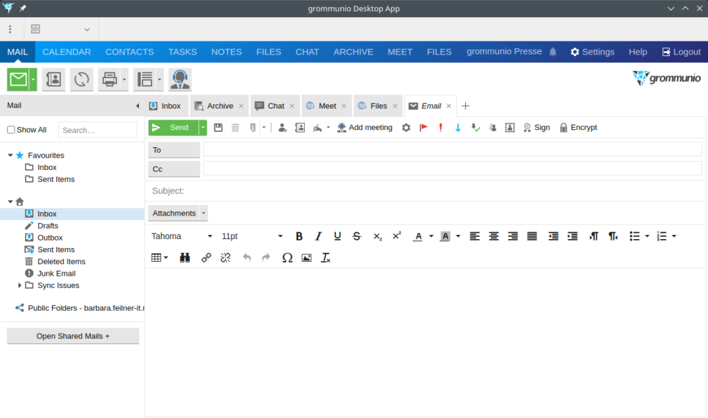 grommunio Desktop compose mail